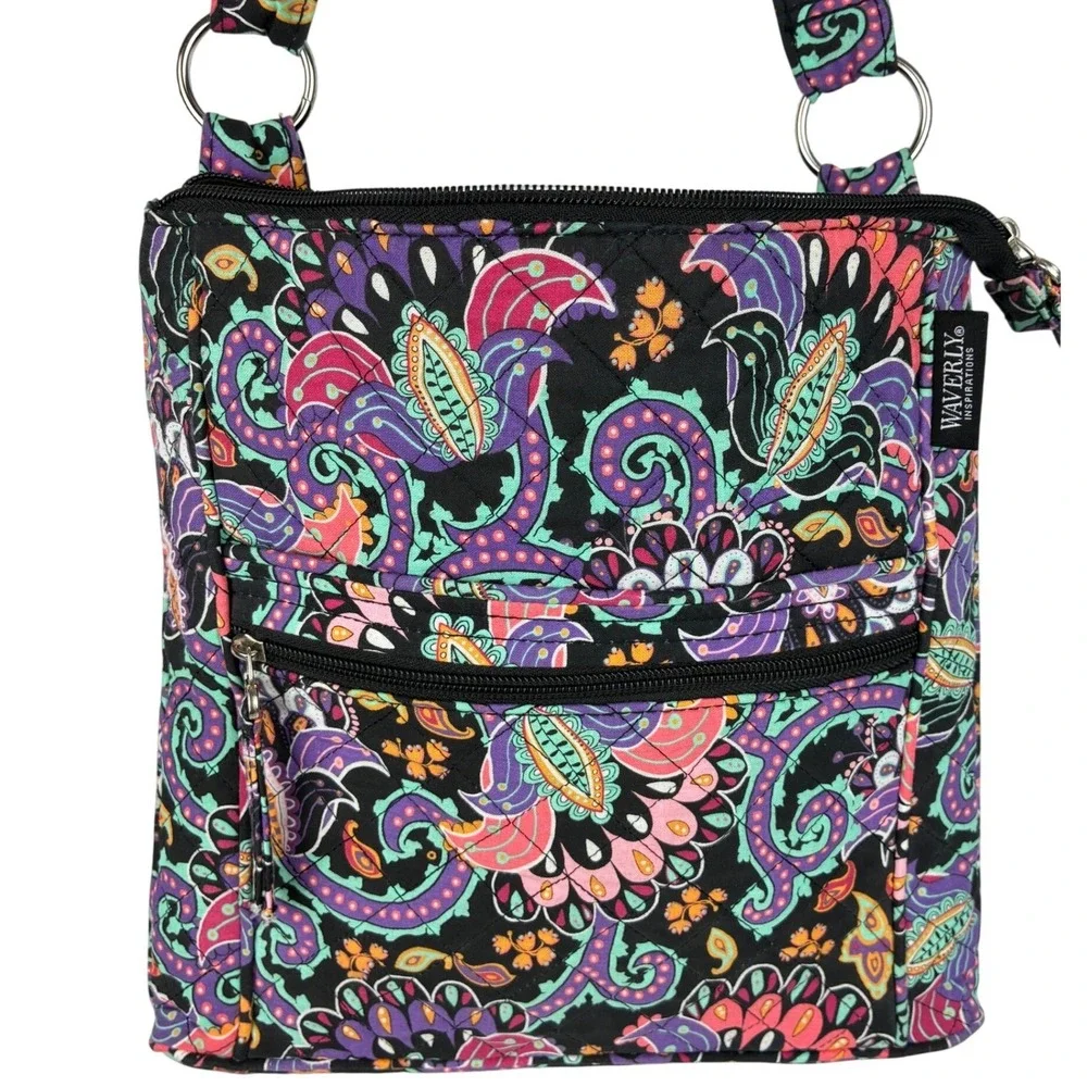 Waverly Inspirations Quilted Paisley Crossbody Bag Purse Adjustable Strap
